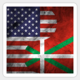 USA and Basque Dual Flag Yin Yang Combination Sticker